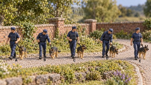 Officer walking police dog - walking,