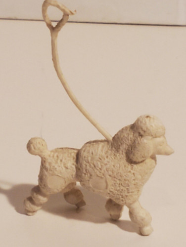 Vintage white plastic poodle - white,
