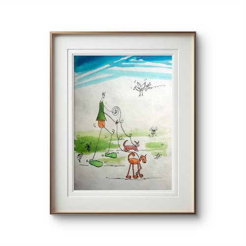 Dog walk x10 original - walk, 7"x10"