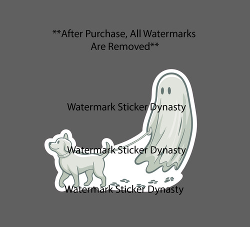 Ghost walking dog sticker - ghost,