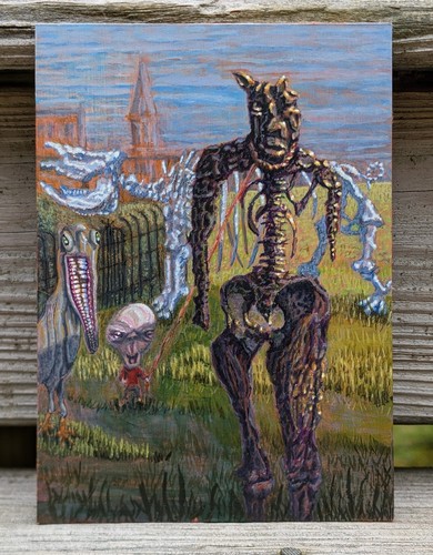 Painting 5x7 panel walking - 5x7, on