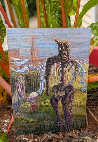 Oil painting 5x7 panel - painting, on